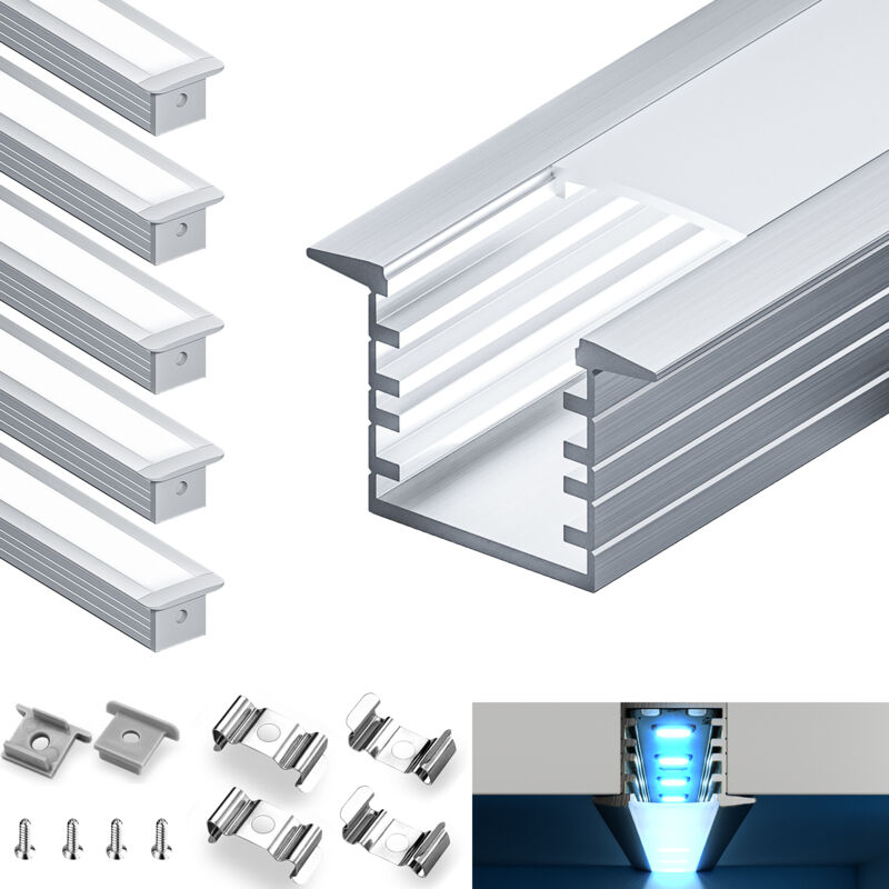 foto del prodotto kosoom profilo in alluminio per strisce led,coperchio opaco,adatto per dimensioni della banda massima 12,6 mm,dimensioni del profilo