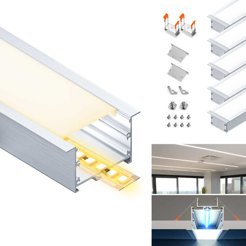 foto del prodotto kosoom profilo in alluminio per strisce led,coperchio opaco,adatto per dimensioni della banda massima 12,6 mm,dimensioni del profilo