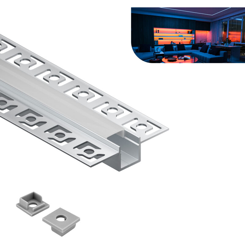 foto del prodotto kosoom profilo in alluminio per strisce led,coperchio opaco,adatto per dimensioni della banda massima 12,6 mm,dimensioni del profilo
