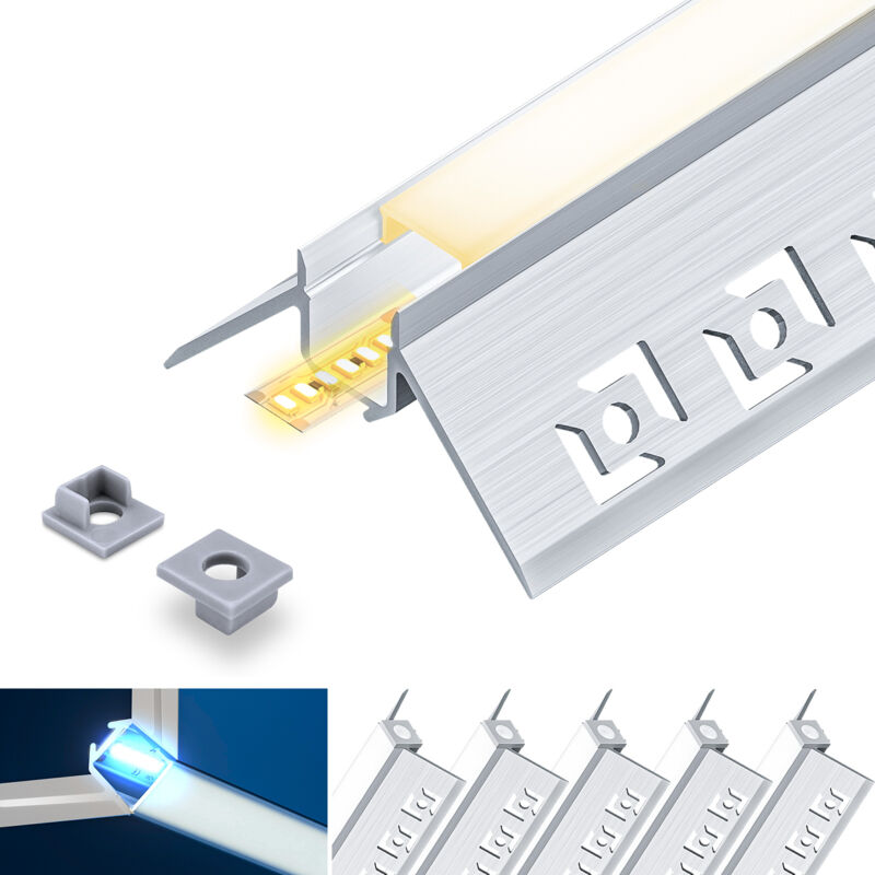foto del prodotto kosoom profilo in alluminio per strisce led,coperchio opaco,adatto per dimensioni della banda massima 12,6 mm,dimensioni del profilo