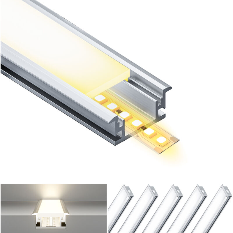 immagine 0 del prodotto kosoom profilo in alluminio per strisce led,coperchio opaco,adatto per dimensioni della banda massima 12,6 mm,dimensioni del profilo