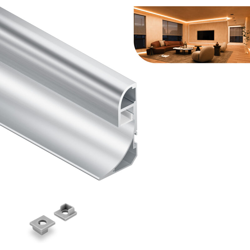 foto del prodotto kosoom profilo in alluminio per strisce led,coperchio opaco,adatto per dimensioni della banda massima 12,6 mm,dimensioni del profilo