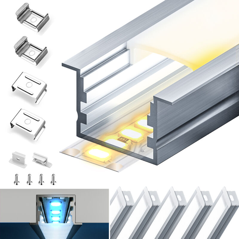 foto del prodotto kosoom profilo in alluminio per strisce led,coperchio opaco,adatto per dimensioni della banda massima 12,6 mm,dimensioni del profilo l2000x20x15mm