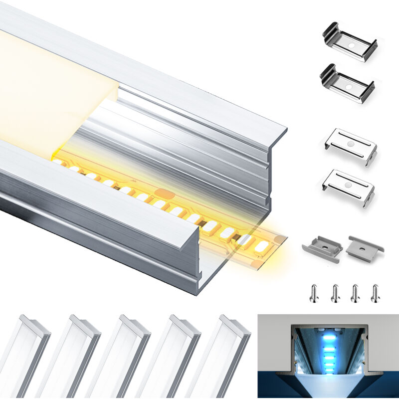 immagine 0 del prodotto kosoom profilo in alluminio per strisce led,coperchio opaco,adatto per dimensioni della banda massima 12,6 mm,dimensioni del profilo l2000x30x20mm