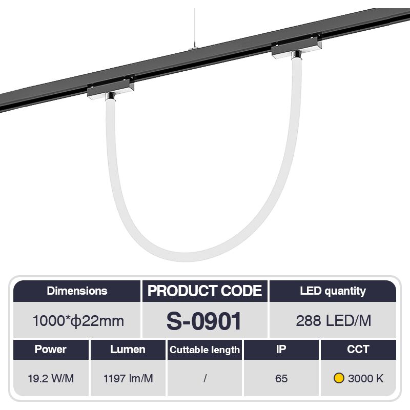 foto del prodotto kosoom striscia led neon flessibile,neon flex 360 ip65 dc48v 288leds mt 19.2w 3000k 1197lm m 360 cri 90 garanzia 3anni l1000xd22 s0901