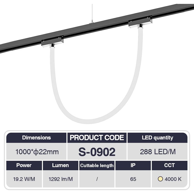 foto del prodotto kosoom striscia led neon flessibile,neon flex 360 ip65 dc48v 288leds mt 19.2w 4000k 1292lm m 360 cri 90 garanzia 3anni l1000xd22 s0902