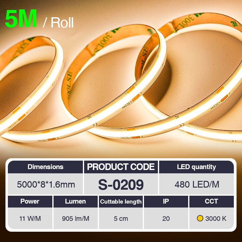 foto del prodotto kosoom striscia led professionale, cri 80 smd 2835, 70 240 led m,5 metri di luce calda 3000 k 6500 k, 24 v dc, striscia led ad alta luminosit con