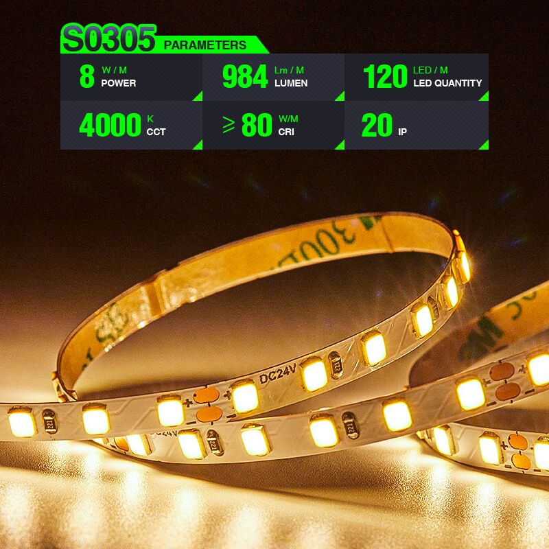 foto del prodotto kosoom striscia led professionale, cri 80 smd 2835, 70 240 led m,5 metri di luce calda 3000 k 6500 k, 24 v dc, striscia led ad alta luminosit con