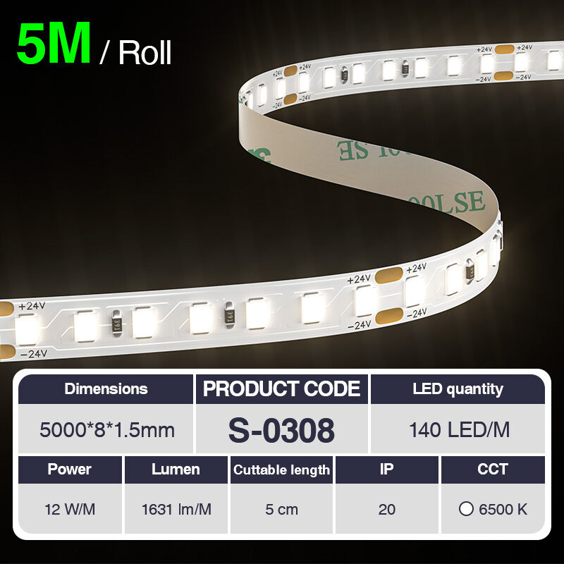 immagine 0 del prodotto kosoom striscia led professionale, cri 80 smd 2835, 70 240 led m,5 metri di luce calda 3000 k 6500 k, 24 v dc, striscia led ad alta luminosit con