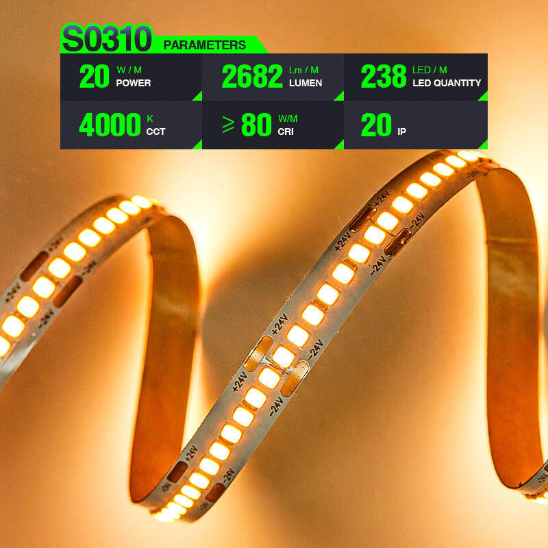 foto del prodotto kosoom striscia led professionale, cri 80 smd 2835, 70 240 led m,5 metri di luce calda 3000 k 6500 k, 24 v dc, striscia led ad alta luminosit con