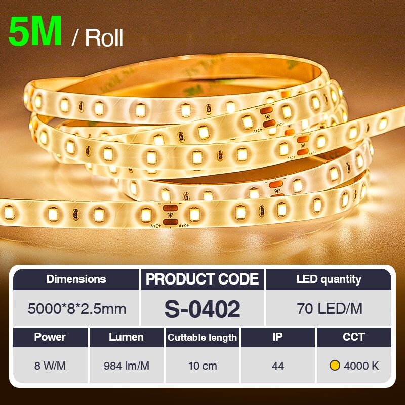 foto del prodotto kosoom striscia led professionale, cri 80 smd 2835, 70 240 led m,5 metri di luce calda 3000 k 6500 k, 24 v dc, striscia led ad alta luminosit con