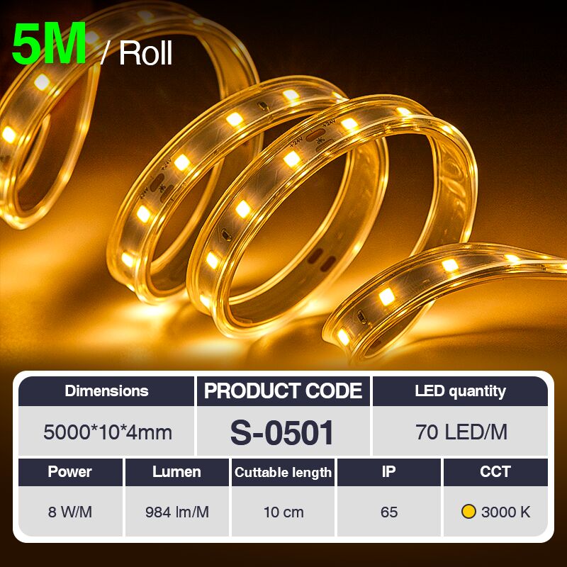 foto del prodotto kosoom striscia led professionale, cri 80 smd 2835, 70 240 led m,5 metri di luce calda 3000 k 6500 k, 24 v dc, striscia led ad alta luminosit con