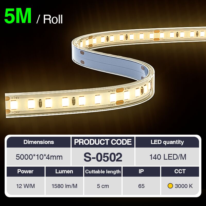 foto del prodotto kosoom striscia led professionale, cri 80 smd 2835, 70 240 led m,5 metri di luce calda 3000 k 6500 k, 24 v dc, striscia led ad alta luminosit con