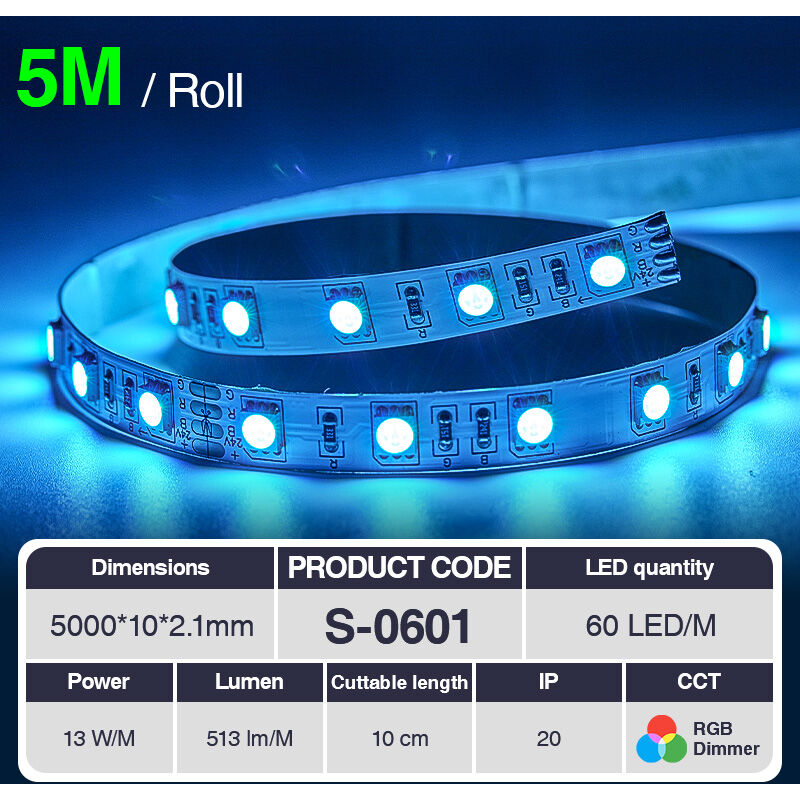 foto del prodotto kosoom striscia led professionale, cri 80 smd 2835, 70 240 led m,5 metri di luce calda 3000 k 6500 k, 24 v dc, striscia led ad alta luminosit con