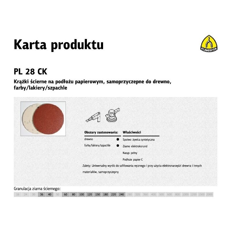 foto del prodotto kr ek cierny samoprzyczepny 125mm pl28ck gr.180 50szt. klingspor