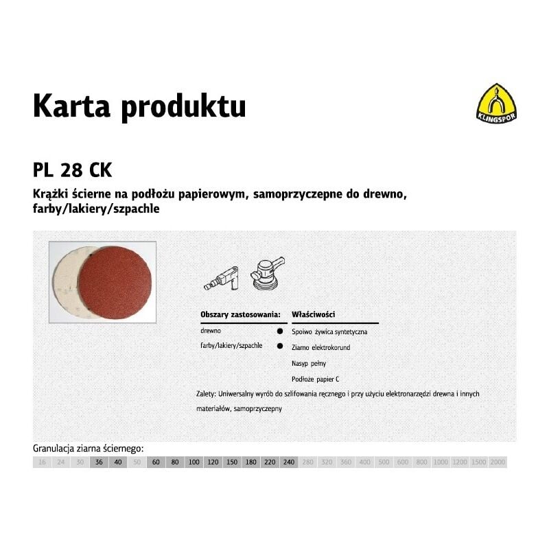foto del prodotto kr ek cierny samoprzyczepny 125mm pl28ck gr.220 50szt. klingspor