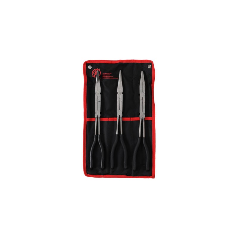 foto del prodotto kraftmann set kit tris pinze a becchi doppio snodo lunga 340 mm becco piatto curvo bgs 416
