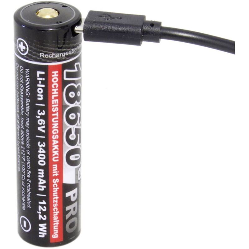 foto del prodotto kraftmax pro usb batteria ricaricabile usb c 18650 li ion 3.6 v 3400 mah