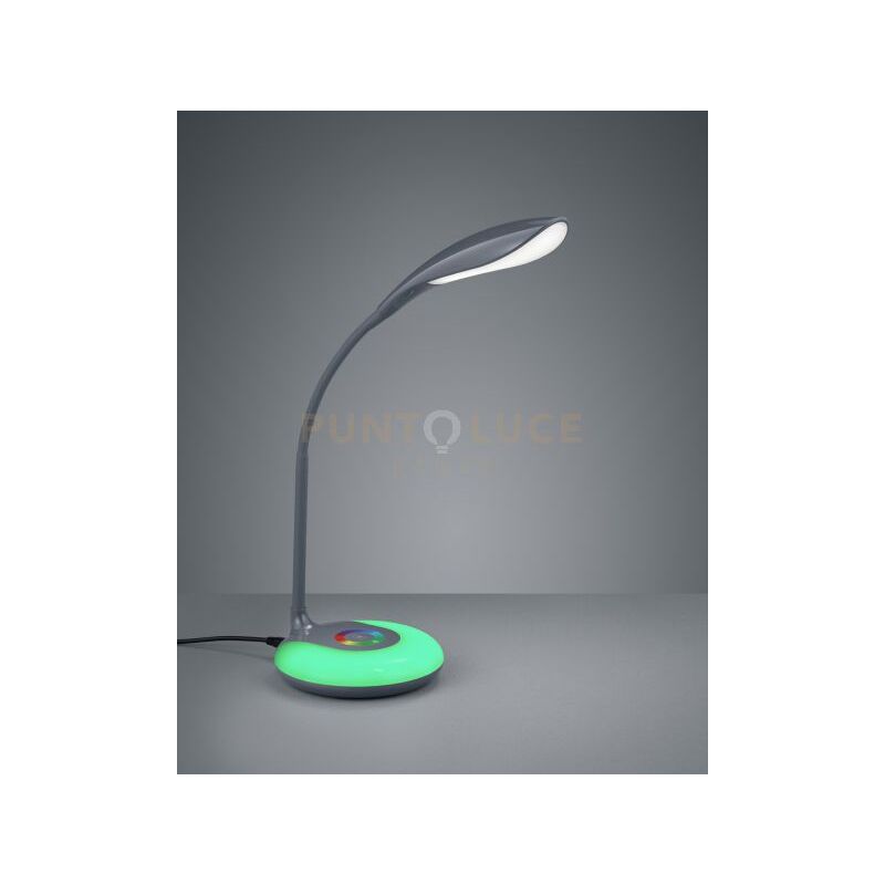 foto del prodotto krait lampada da studio led 3,5w 300lm, 3000k antracite con base luminosa rgb e diffusore flessibile con 4 regolazioni intensita touch h. 34cm