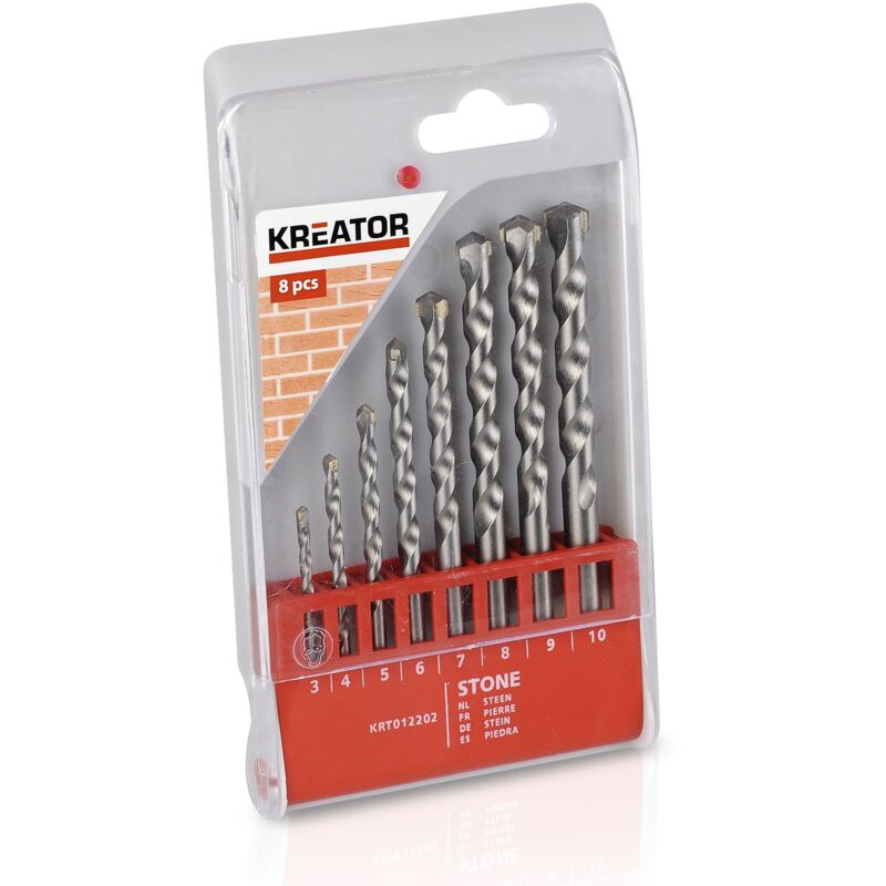 foto del prodotto kreator coffret 8 punte da trapano per calcestruzzo cofanetto con 8 punte per calcestruzzo