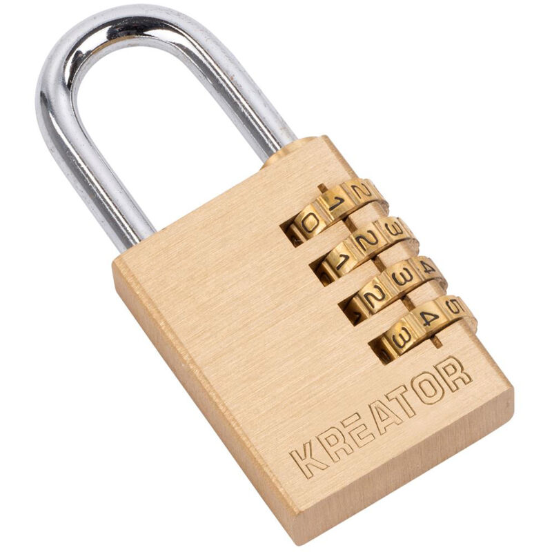 foto del prodotto kreator lucchetto in ottone combinazione 4 cifre