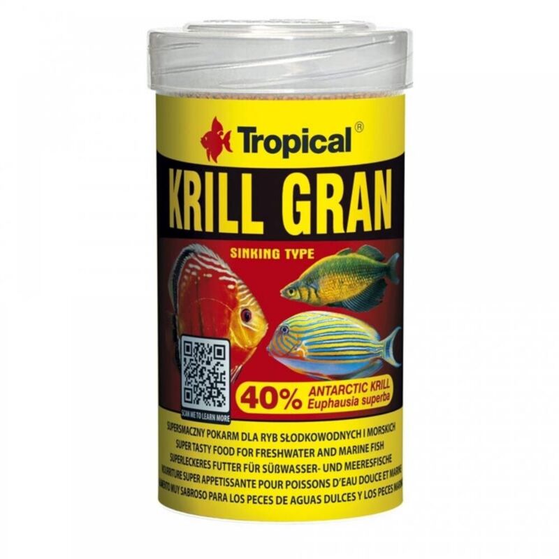 foto del prodotto krill gran mangime in granuli per pesci super gustoso, per intensificare la colorazione, con krill formato 100 ml tropical