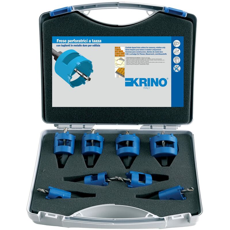 foto del prodotto krino 21030301 set di frese perforatrici a tazza per edilizia, 6 pezzi 16 22 25 27 30 35