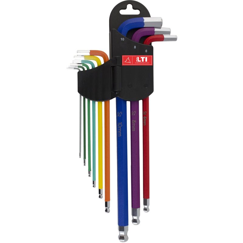 foto del prodotto krino 65101014 set chiavi piegate colorate 1.5 10 magnetiche, acciaio
