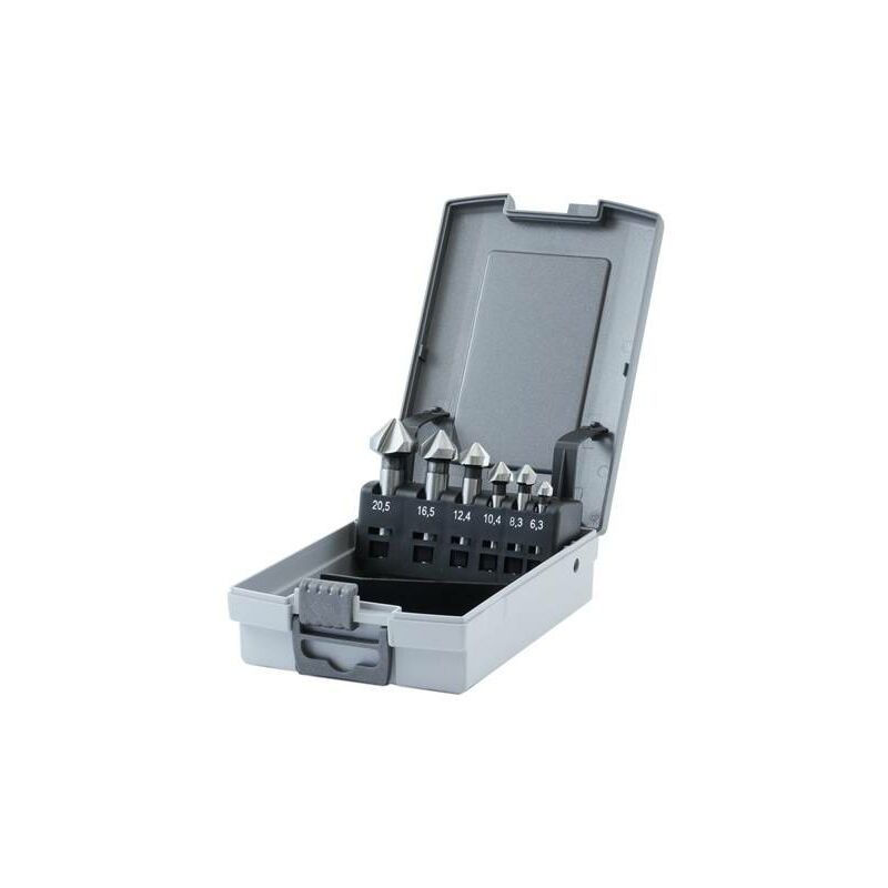 foto del prodotto krino assortimento di 6 frese svasatori hss abs din 335 c da 6,3 a 20,5 mm per metalli