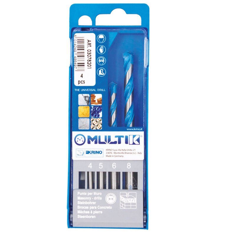 foto del prodotto krino assortimento punte multik 4 pezzi 4 5 6 8 per il taglio di tutti i materiali