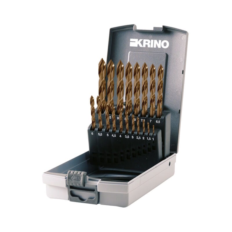 foto del prodotto krino serie 19 punte hss per trapano con geometria a gradino step 