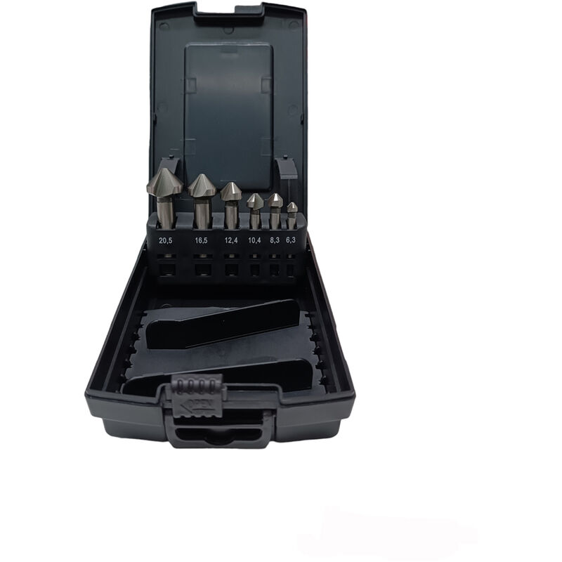 foto del prodotto krino set 6pz frese svasatori x trapano hss g 3 taglienti a 90 svasare svasatore