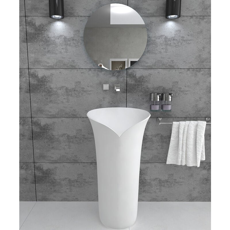 foto del prodotto kroos lavabo a colonna rotondo bianco opaco pointe noire