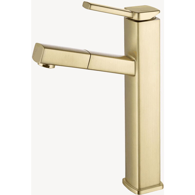 foto del prodotto kroos ® - miscelatore da lavabo con bocca estraibile oro spazzolato - graffias