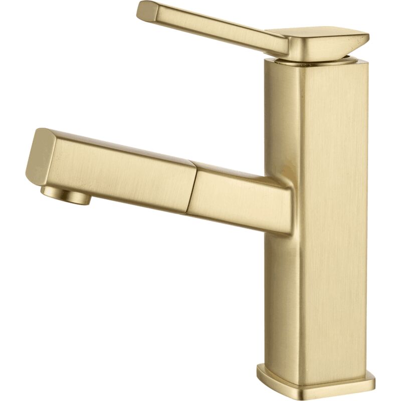 foto del prodotto kroos miscelatore monocomando estraibile per lavabo oro spazzolato graffias
