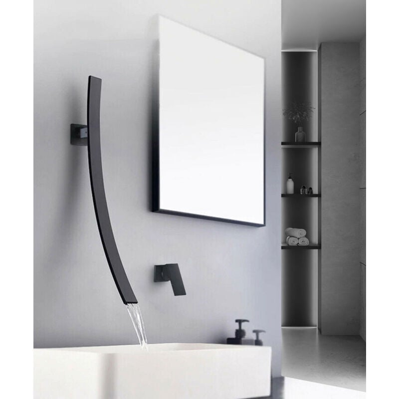 foto del prodotto kroos miscelatore originale per lavabo a parete nero