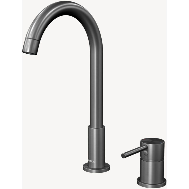 foto del prodotto kroos miscelatore per lavabo a 2 fori in metallo gun corbeau