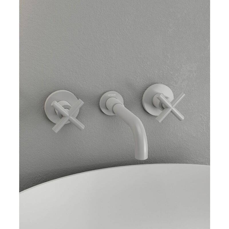 foto del prodotto kroos miscelatore per lavabo a parete bianco corbeau