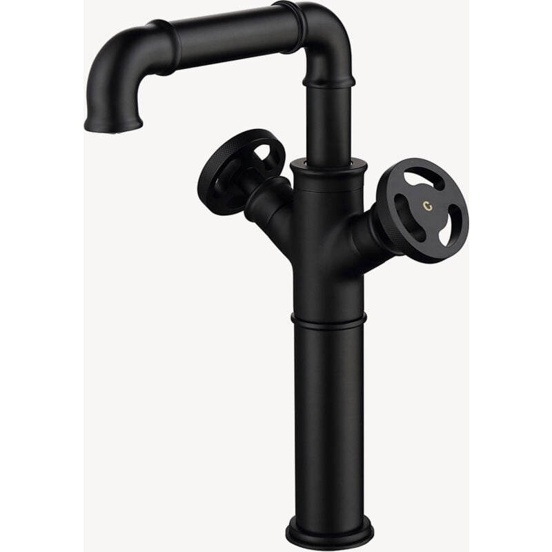 foto del prodotto kroos miscelatore per lavabo in stile industriale nero gemma