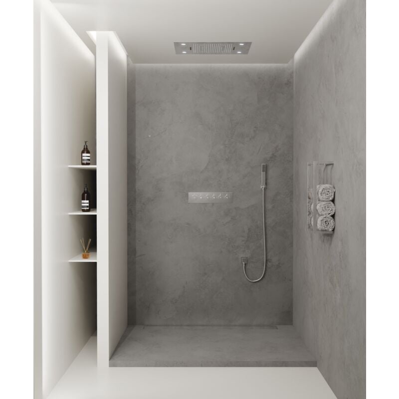 foto del prodotto kroos pannello doccia termostatico con led a pioggia e cromoterapia 80x60 cm