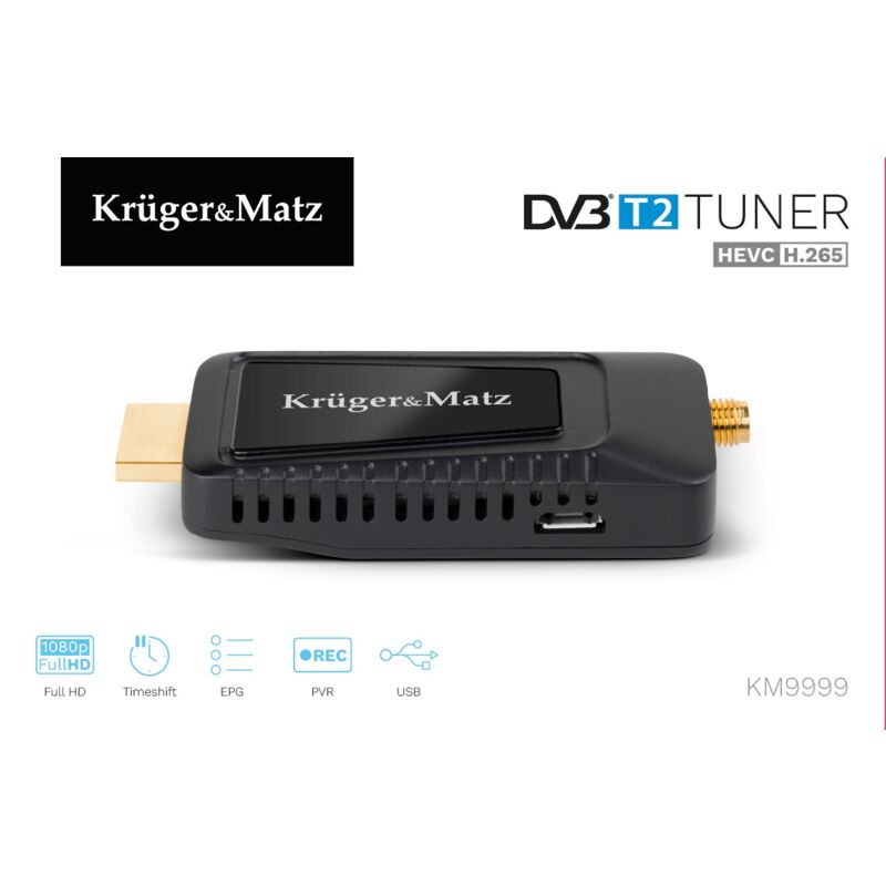 foto del prodotto kruger matz mini dekoder dvb t2 h.265 hevc km9999