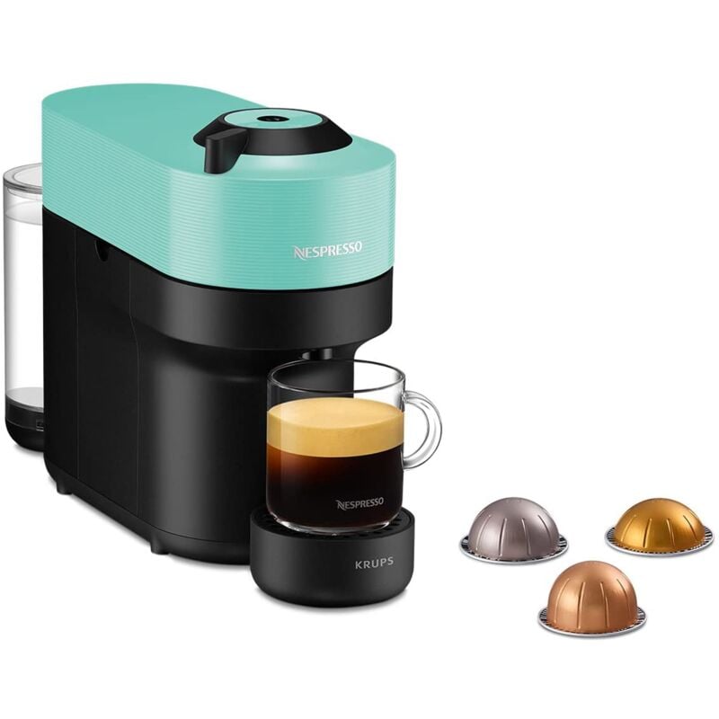 foto del prodotto krups nespresso vertuo pop xn9204k, macchina caff , aqua mint, sistema capsule vertuo, serbatoio acqua 0.56l