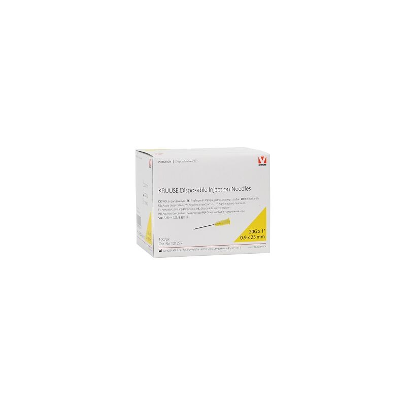 foto del prodotto kruuse aghi usa e getta 0.9 x 25 mm, 20gx1 , giallo, scatola 100 unit 
