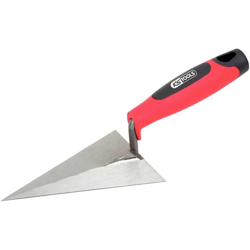 foto del prodotto ks tools 144.0235 cazzuola triangolare per stuccatura, con lama in acciaio e manico a 2 materiali, 160 mm
