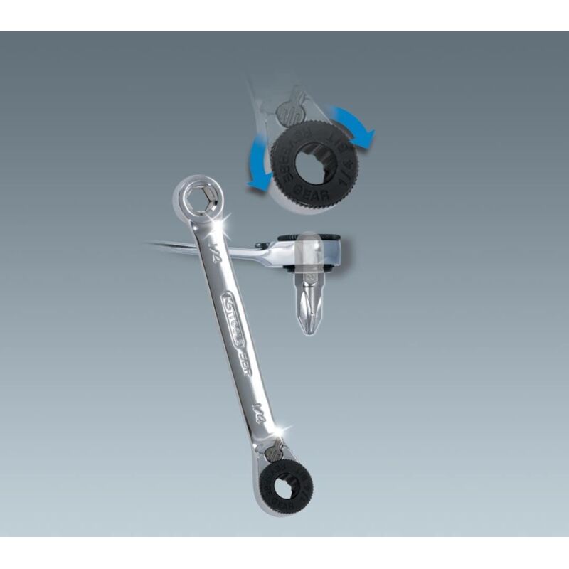 foto del prodotto ks tools 503.4691 gearplus chiave a cricco poligonale corta per inserti reversibile, 1 4x1 4