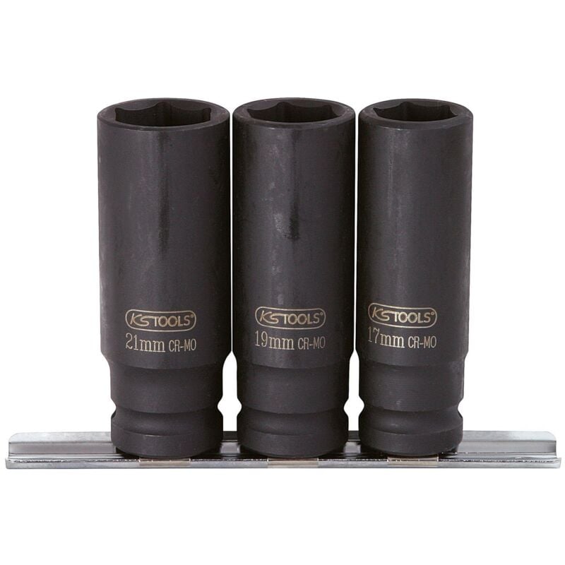foto del prodotto ks tools 515.0103 serie di bussole esagonali per avvitatori ad impulsi, lunghe, 3 pezzi, 17-21 mm, 1/2'