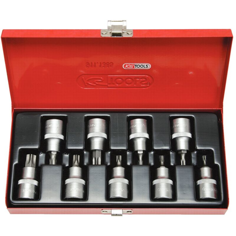 foto del prodotto ks tools 911.1386 serie di bussole per viti tx con foro, 9 pezzi, tb20 tb60, 1 2 