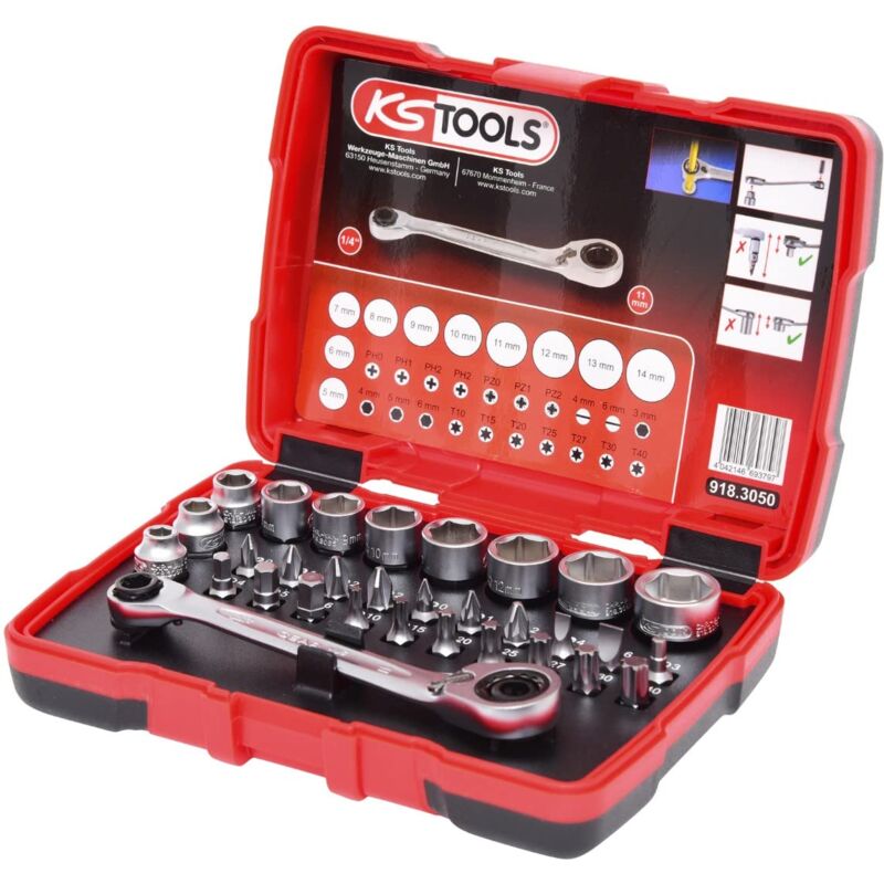 foto del prodotto kstools 1 4 11 mm serie di chiavi a bussola e inserti, 31 pz