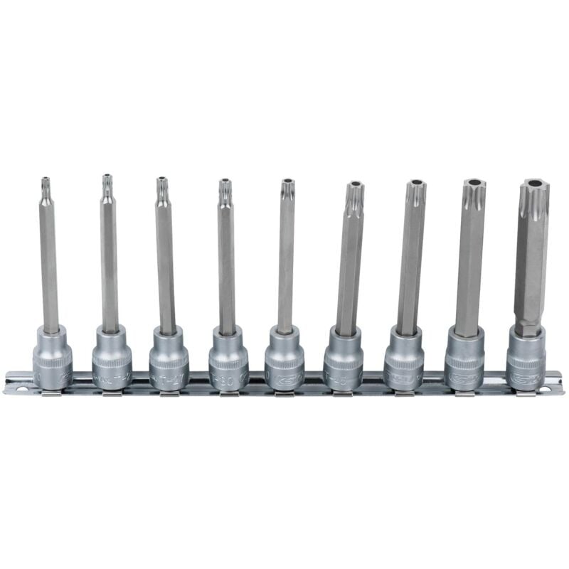 foto del prodotto kstools 3 8 serie di bussole p.viti torx c.foro,lunghe,9 pztb20 tb60