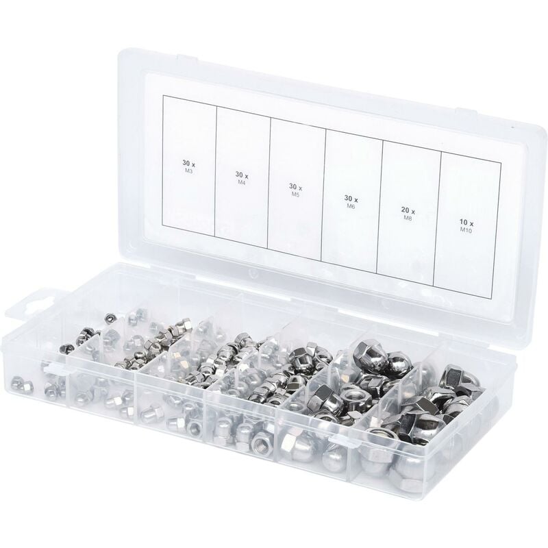 foto del prodotto kstools assortimento di dadi metrici in acciaio inox, 150 pz